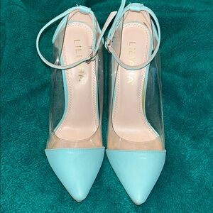 Liliana Women's Aqua Ankle Strap Heels